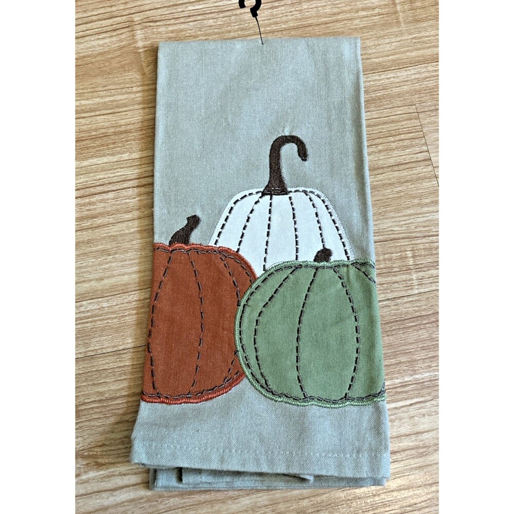 Cotton‎ Kitchen Towel Pumpkin Embroidery Park Designs Fall Autumn Cottagecore